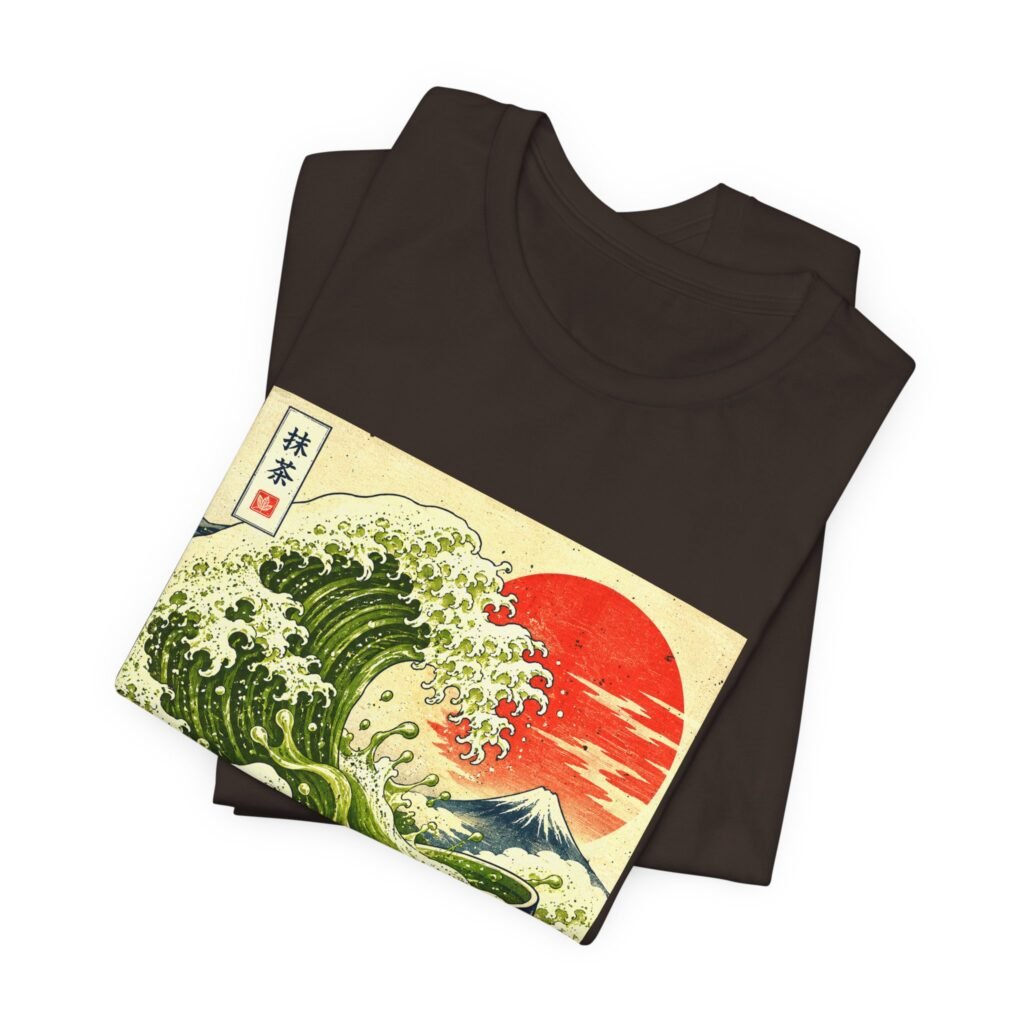 Matcha Great Wave Tea Bowl Illustration