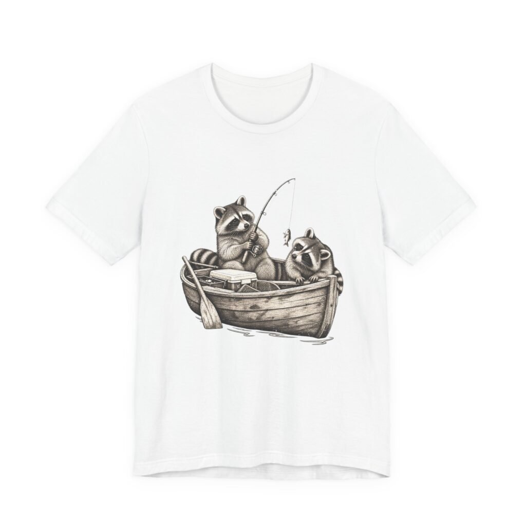 Funny Raccoon Fishing Trip Illustration