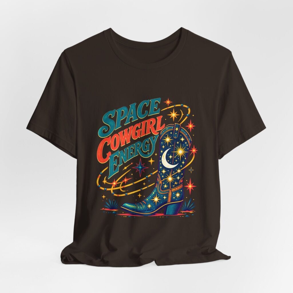 Cowgirl Space Energy Cosmic Western Boot Graphic Tee