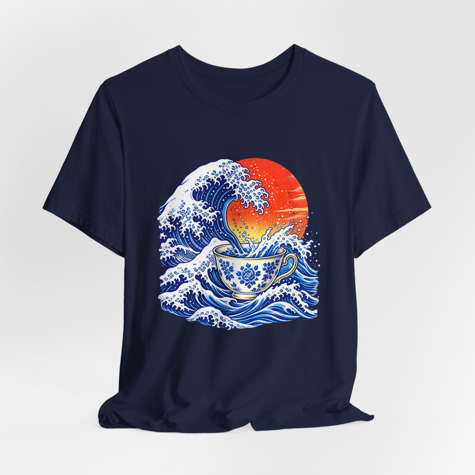 Japanese Ocean Wave and Floral Teacup Artwork - Image 24