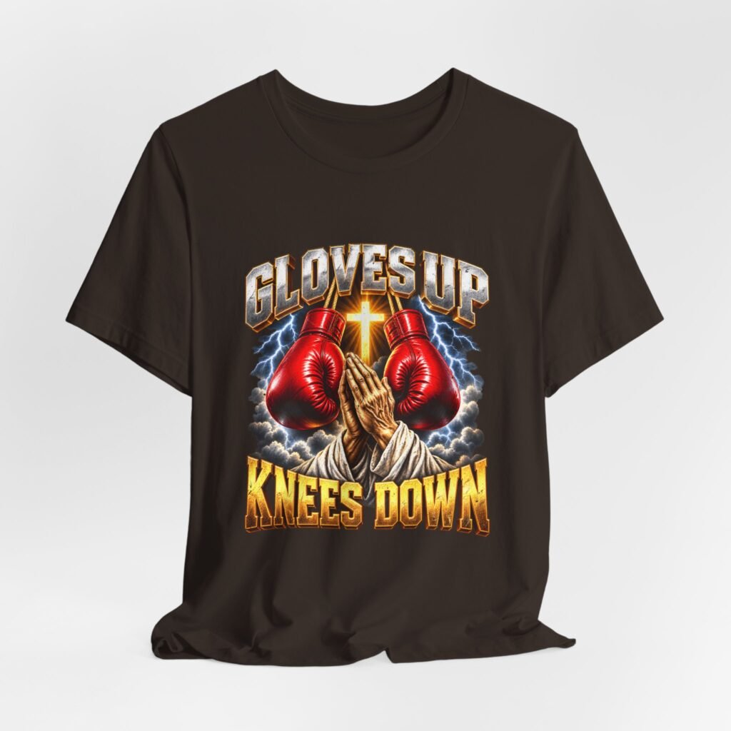 Gloves Up Knees Down Boxing Prayer Design