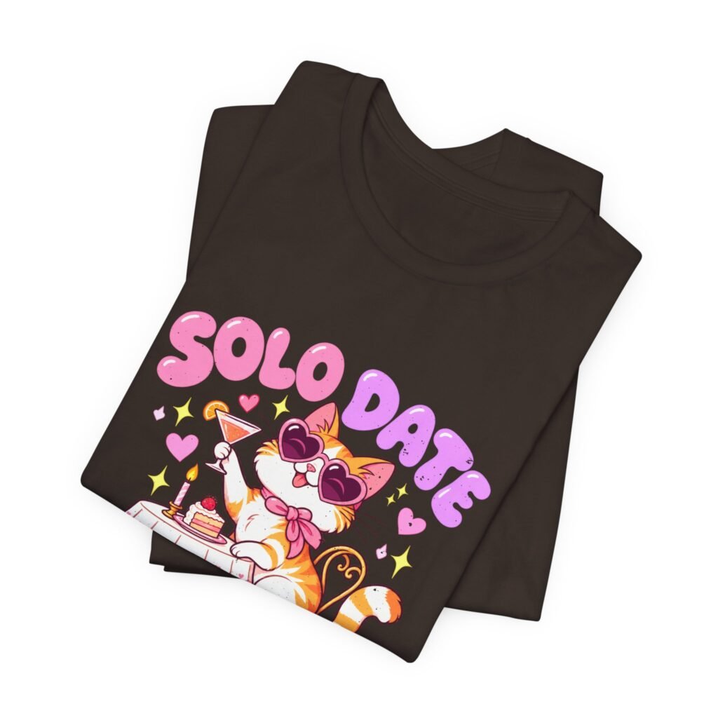 Solo Dates Club Cat Self-Love Humor Graphic Tee