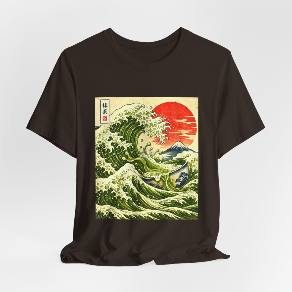 Matcha Great Wave Tea Bowl Illustration