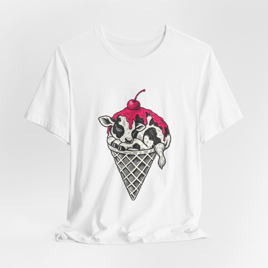 Sleeping Calf Ice Cream Cone Humor Graphic Tee