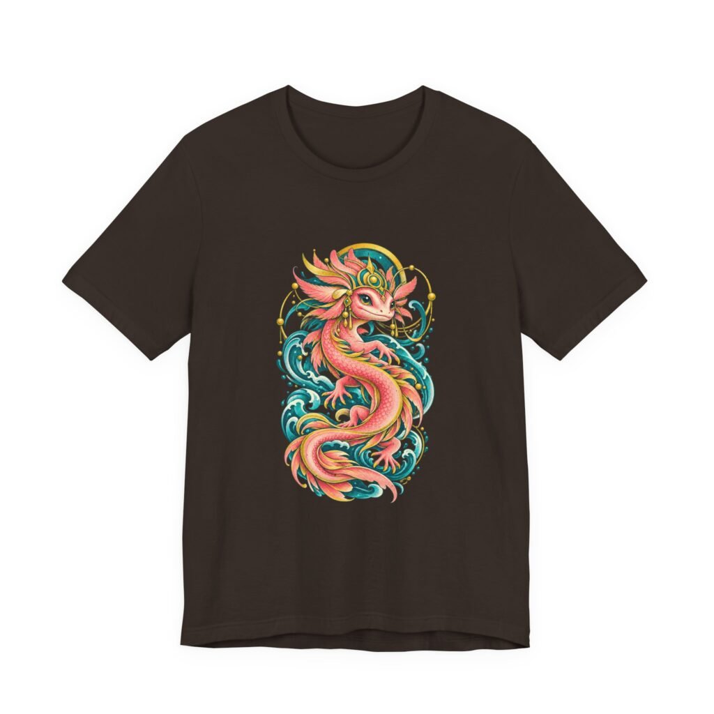Pink Sea Axolotl Dragon In Waves Graphic Tee