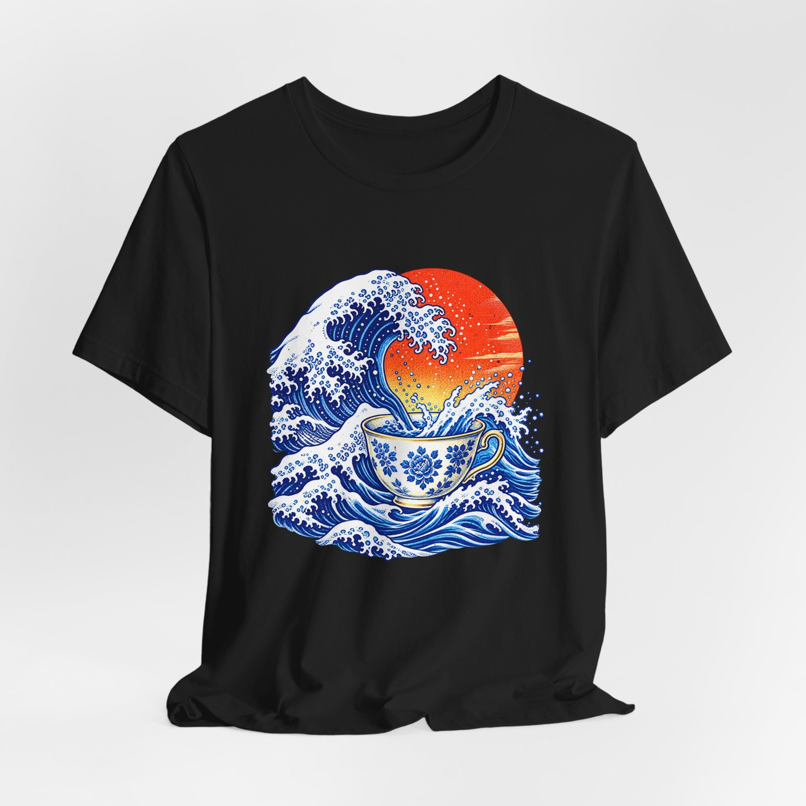 Japanese Ocean Wave and Floral Teacup Artwork - Image 8