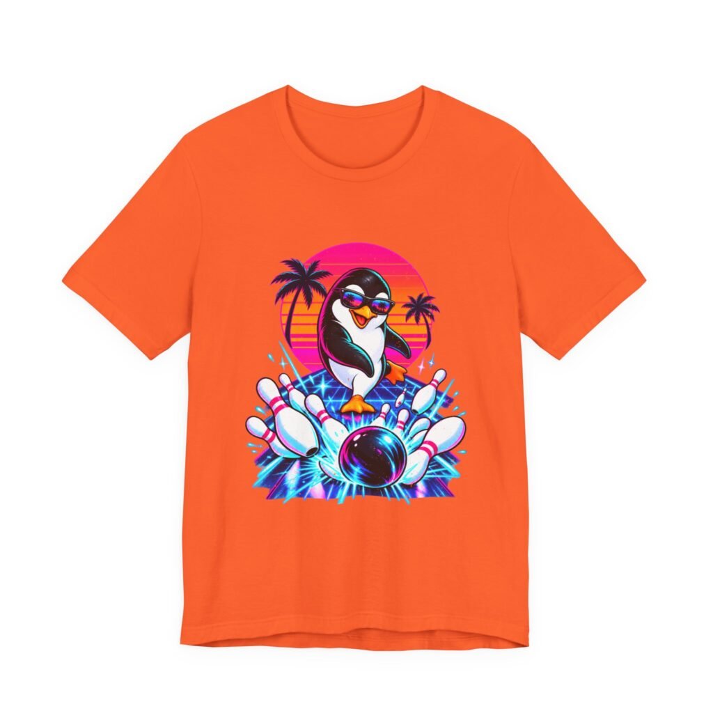 Penguin Bowling Under a Tropical Sunset