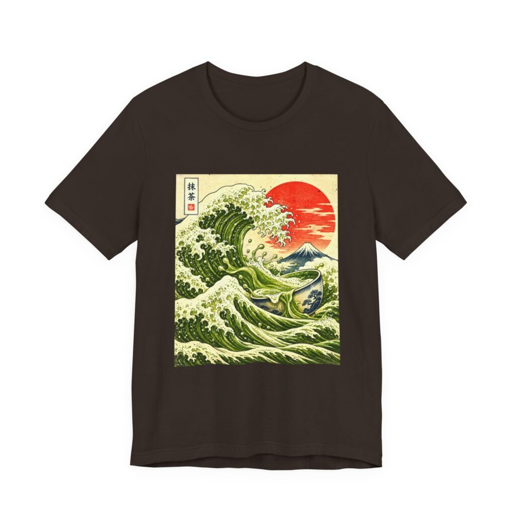 Matcha Great Wave Tea Bowl Illustration