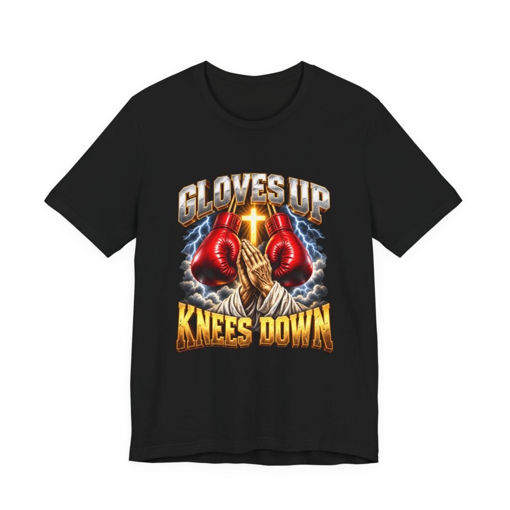 Gloves Up Knees Down Boxing Prayer Design