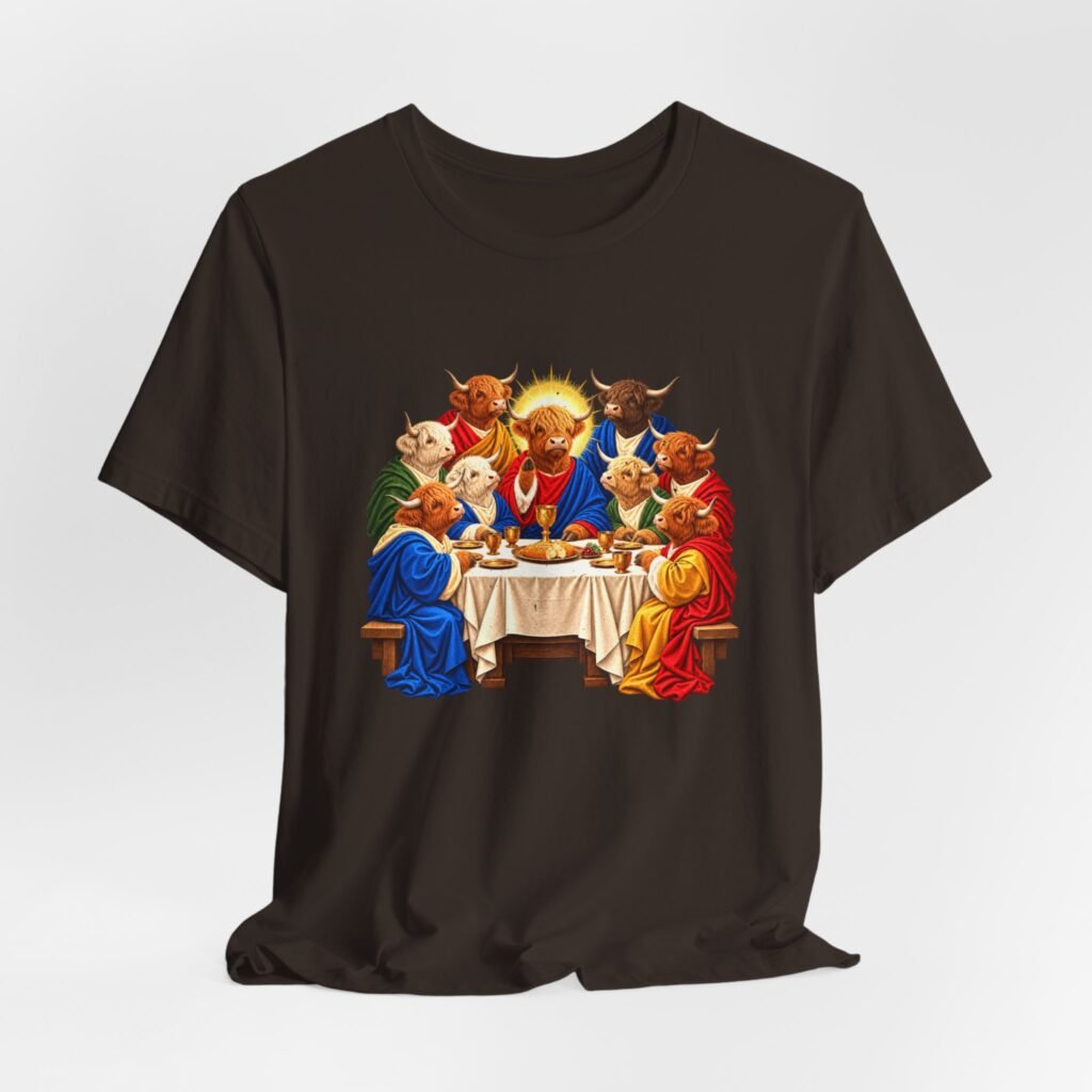 Highland Cow Sacred Supper Parody Scene