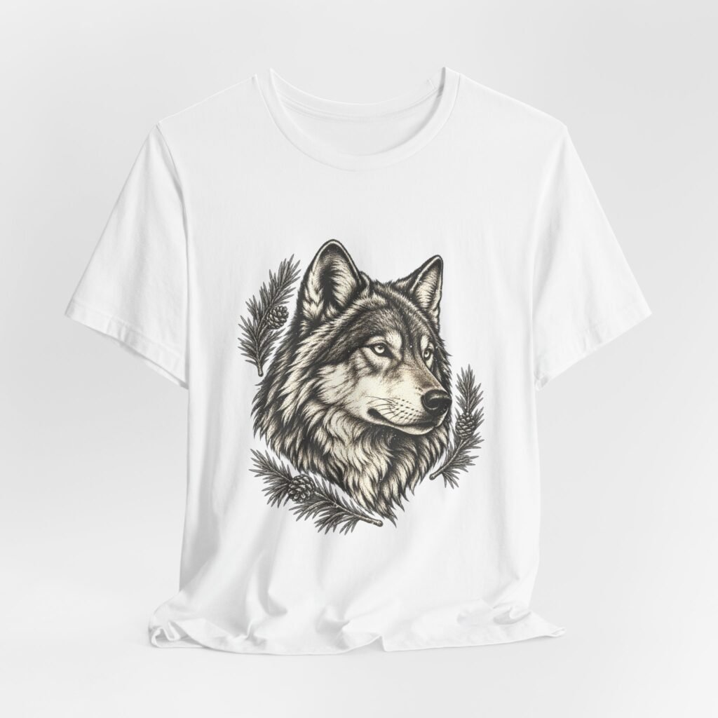 Wolf Head and Evergreen Branches Artwork