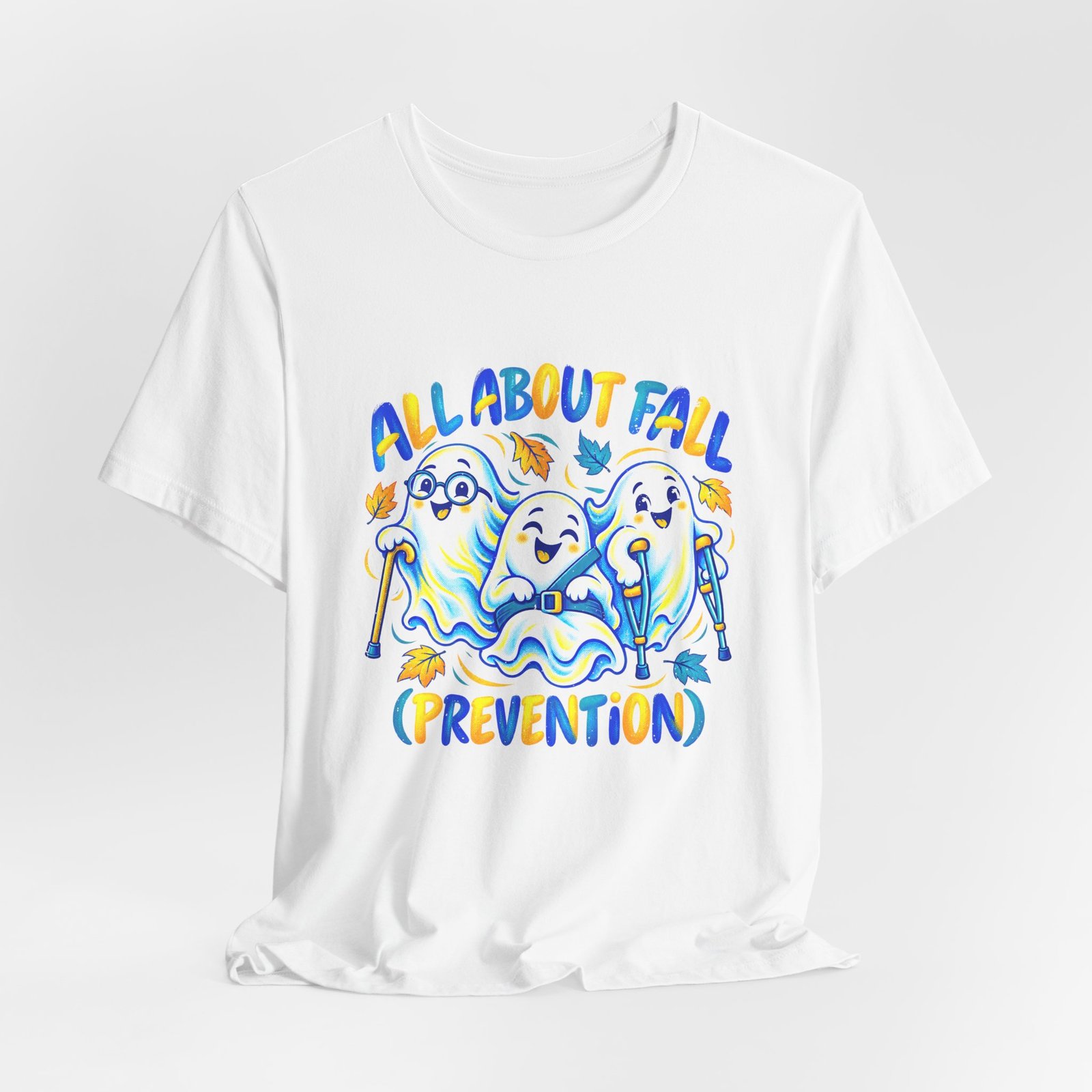 All About Fall Prevention Ghosts Halloween Graphic Tee - Image 4