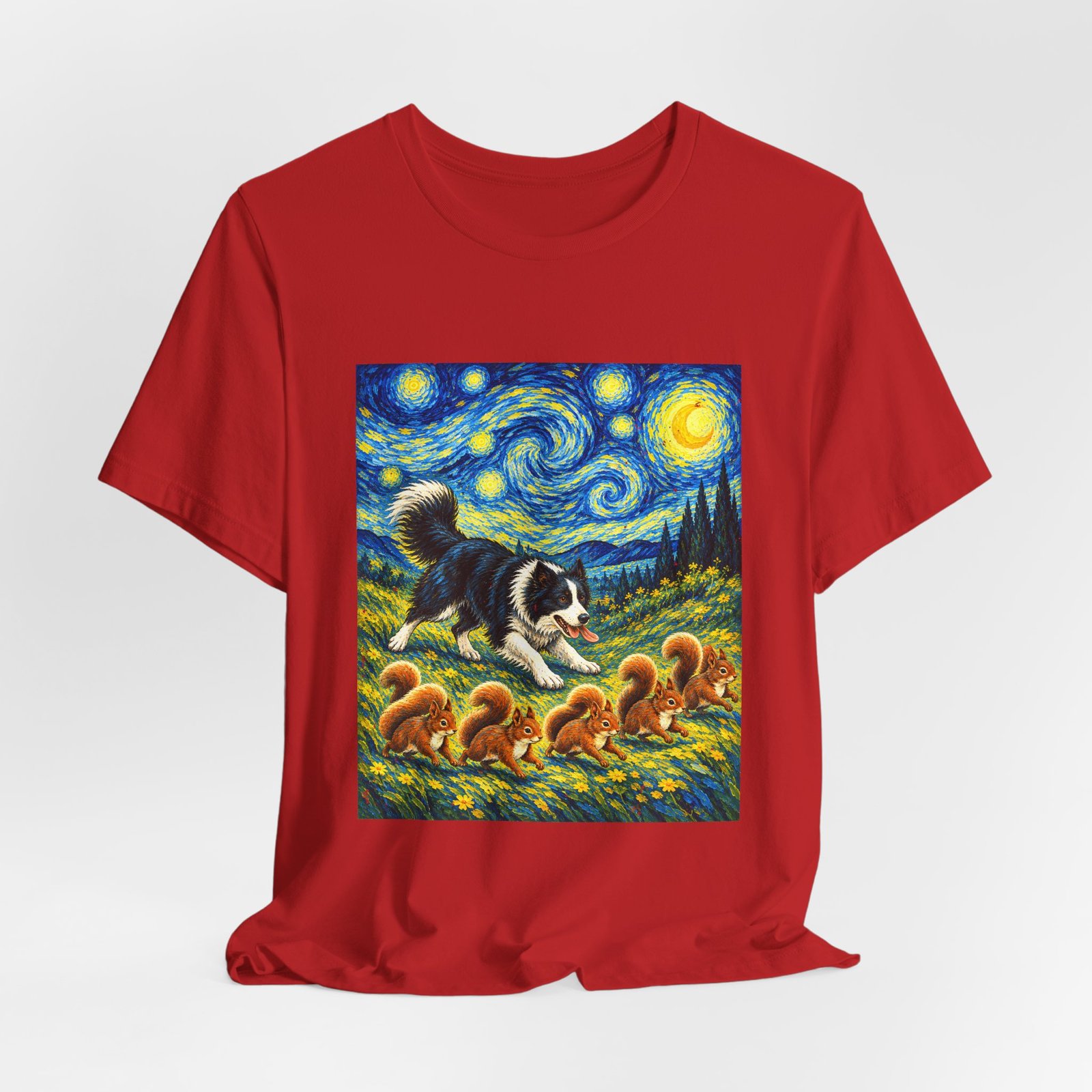 Border Collie and Squirrels in a Starry Meadow - Image 32