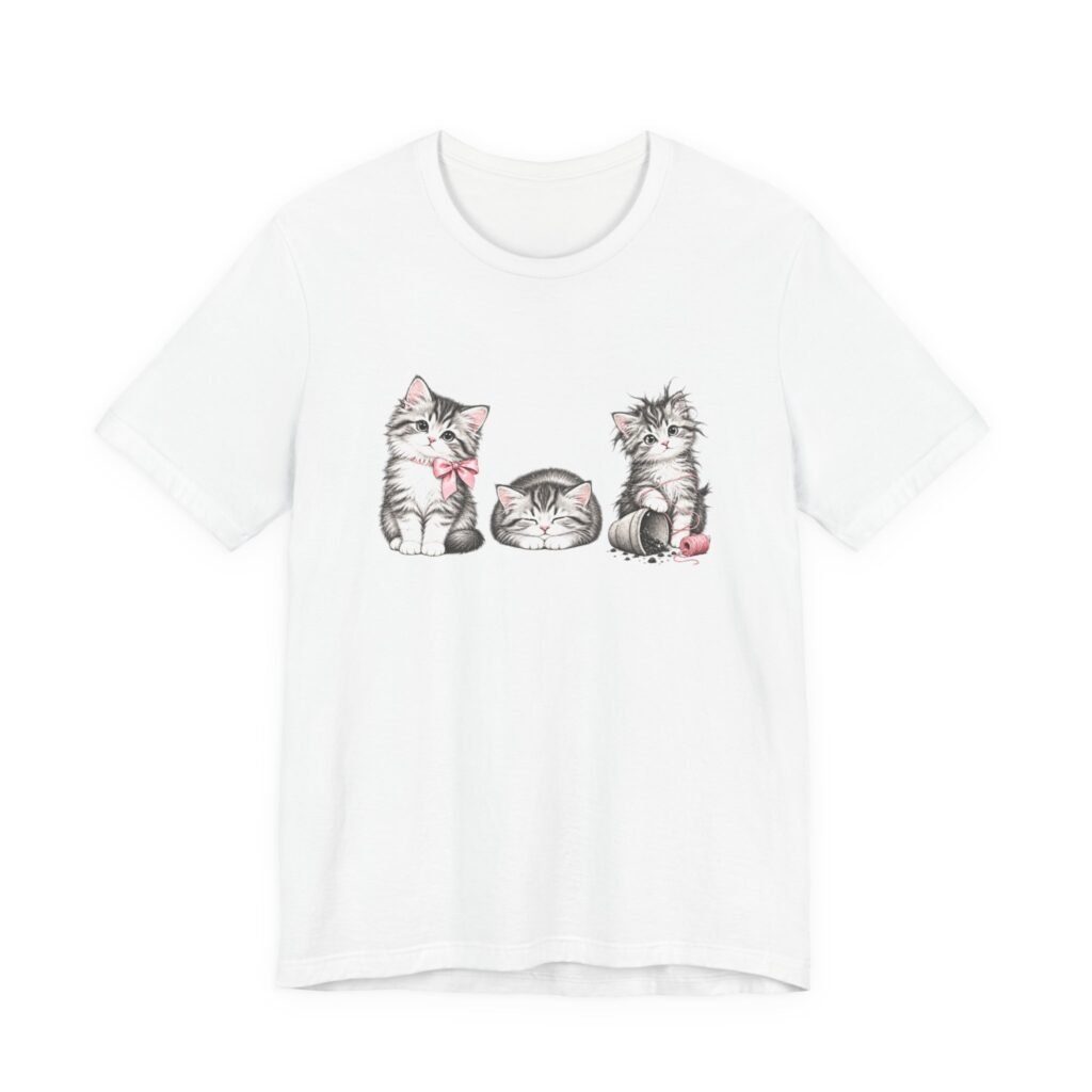 Three Kittens Playing With Yarn and a Pink Bow