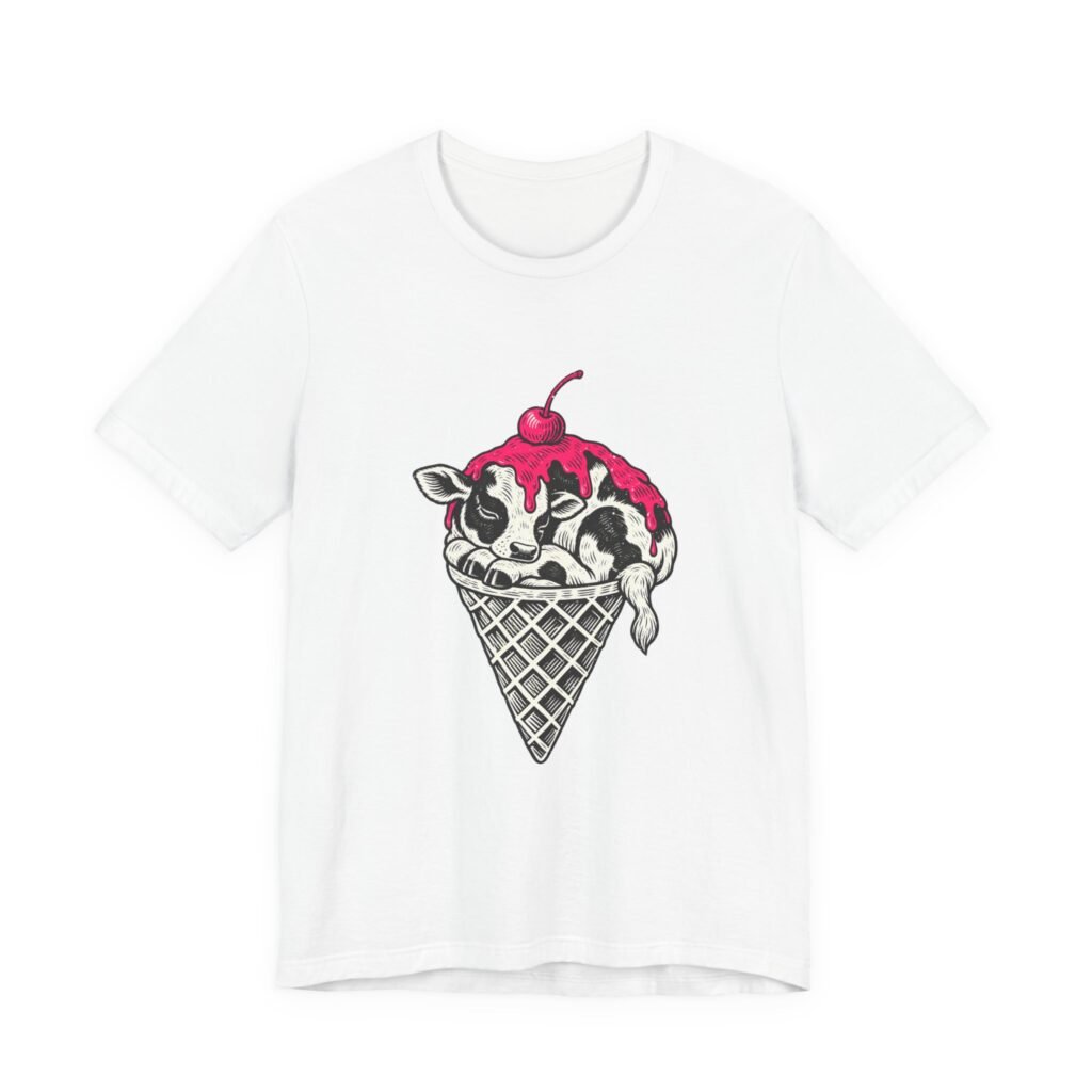 Sleeping Calf Ice Cream Cone Humor Graphic Tee