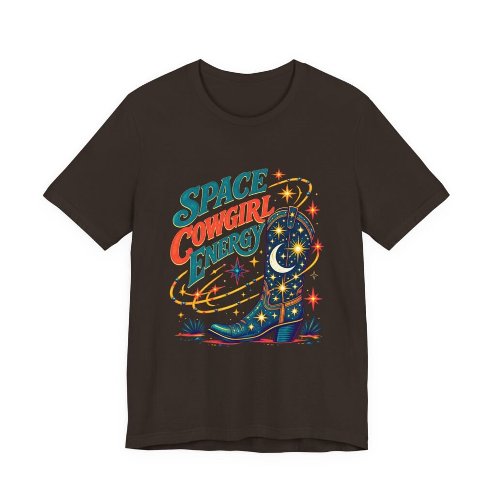 Cowgirl Space Energy Cosmic Western Boot Graphic Tee