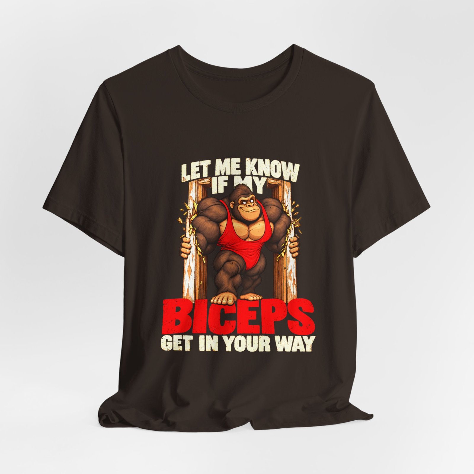 Biceps Get In Way Gym Lifting Humor Graphic Tee - Image 4