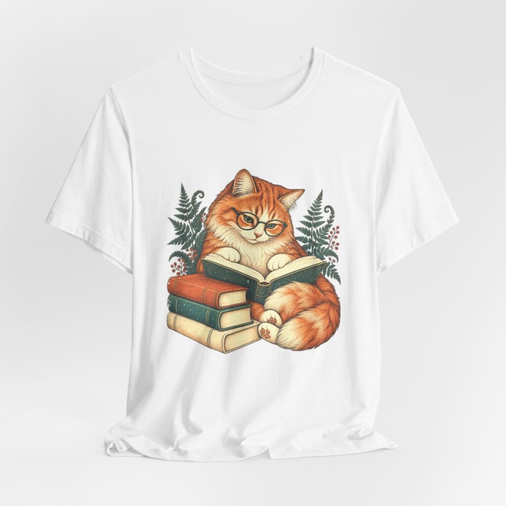 Studious Cat Reader With Round Glasses