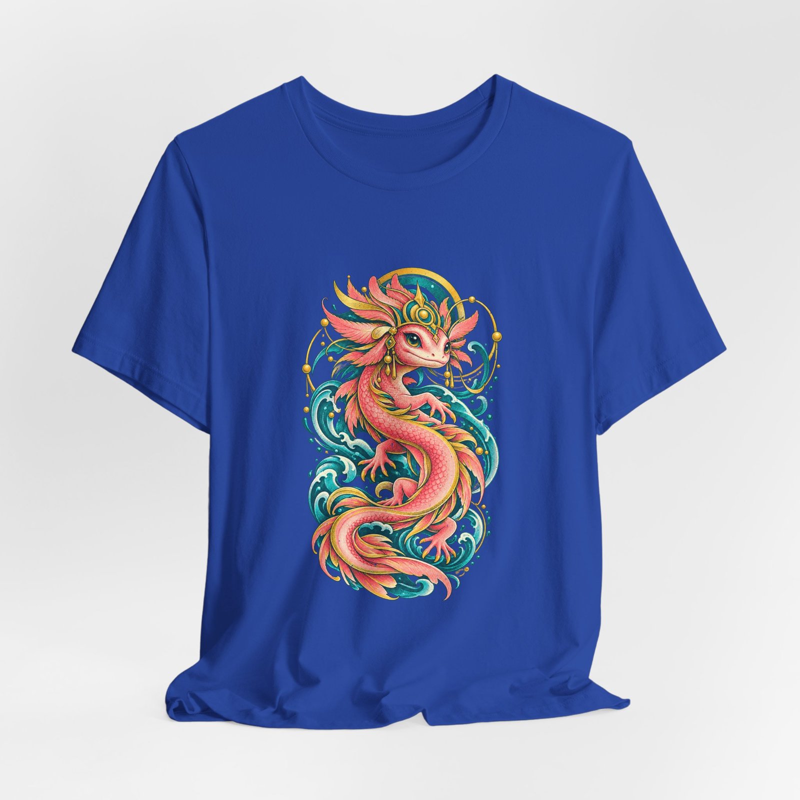 Pink Sea Axolotl Dragon In Waves Graphic Tee - Image 20