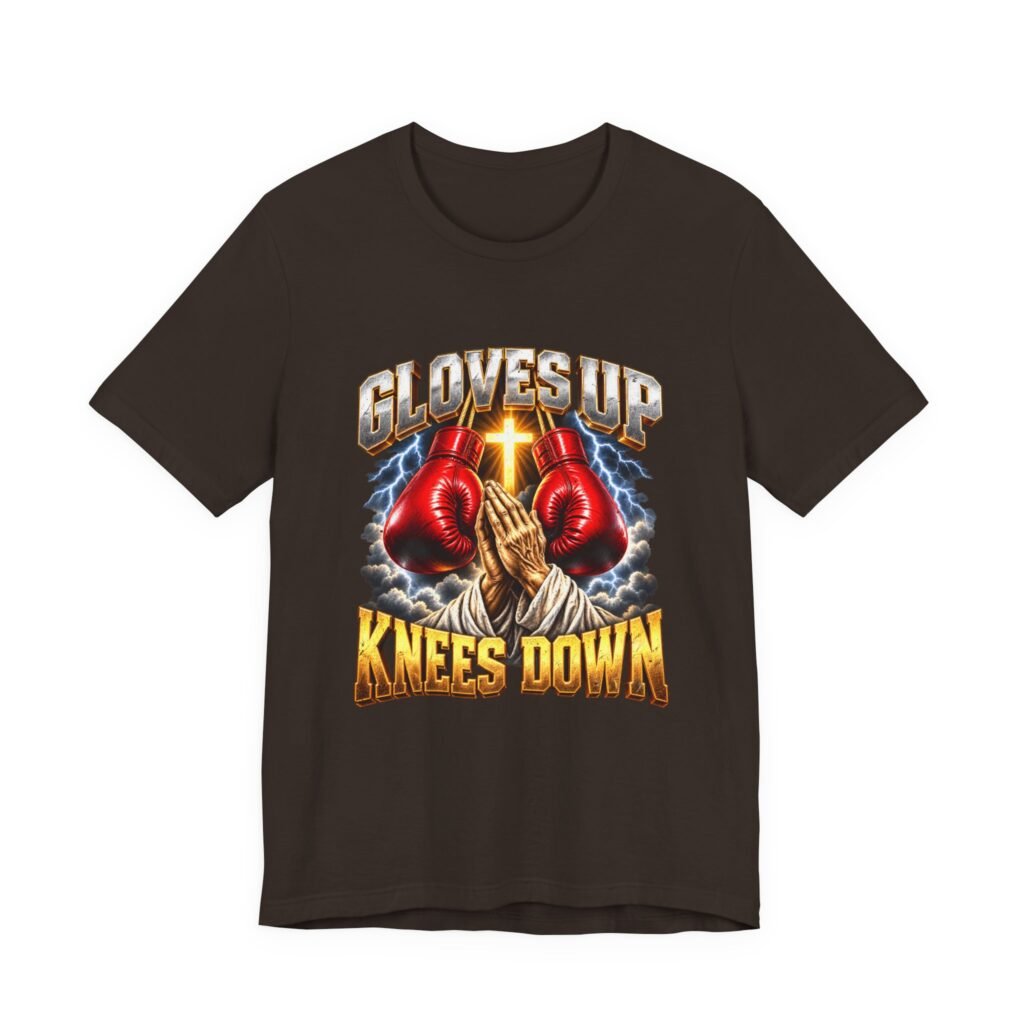 Gloves Up Knees Down Boxing Prayer Design