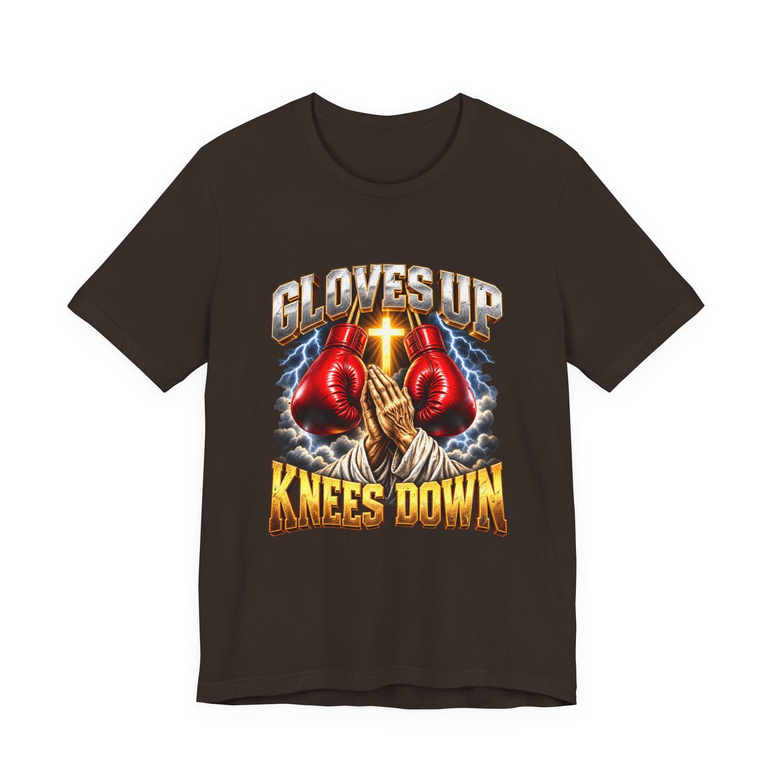 Gloves Up Knees Down Boxing Prayer Design