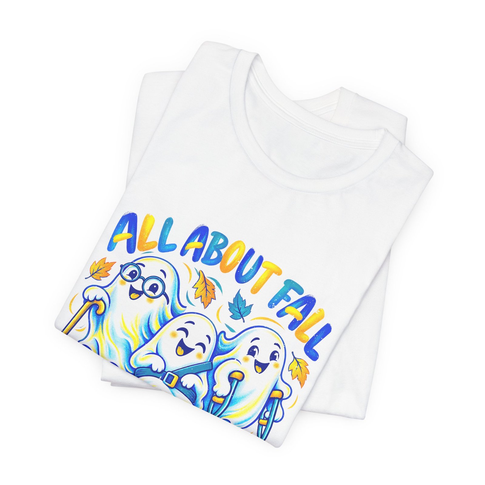 All About Fall Prevention Ghosts Halloween Graphic Tee - Image 3