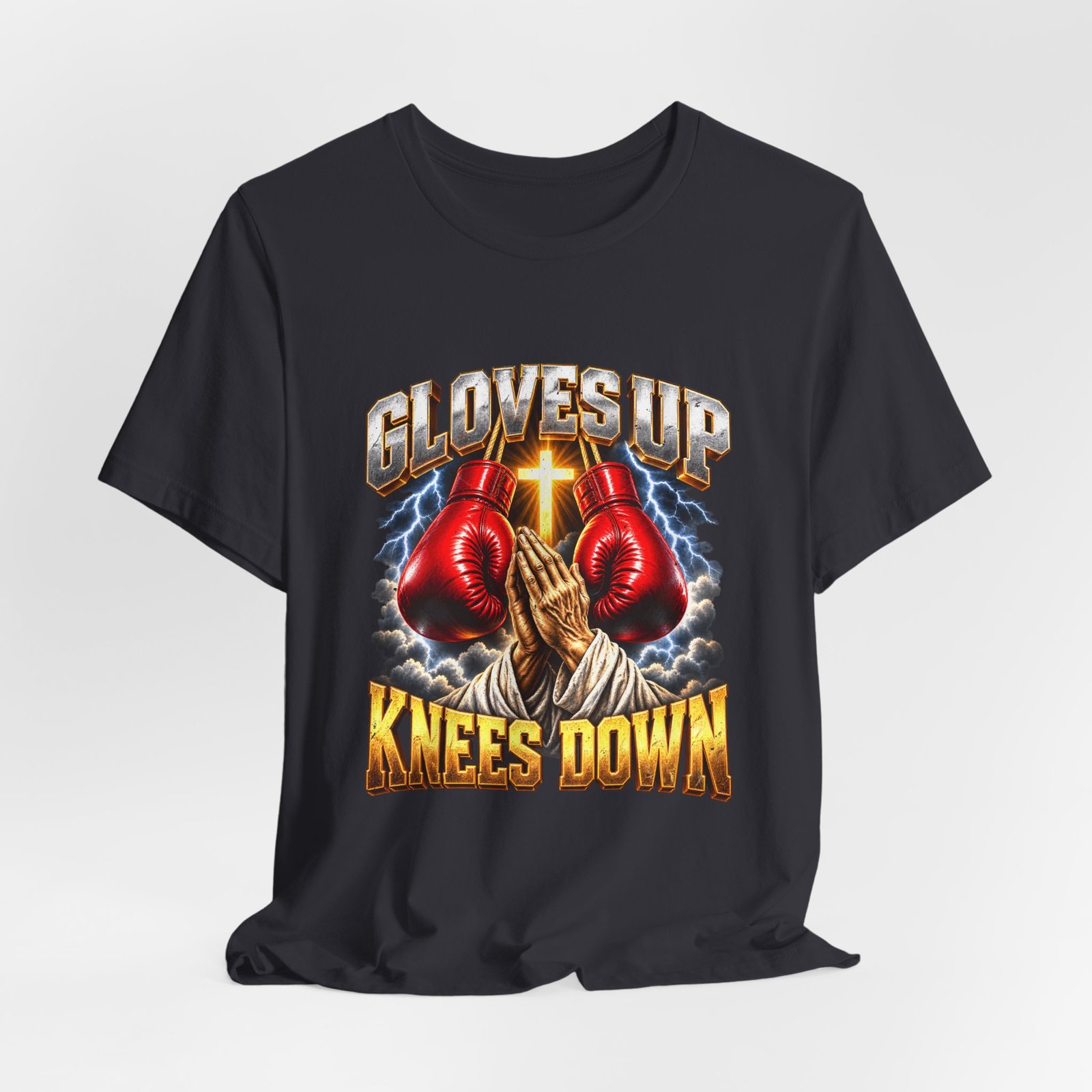 Gloves Up Knees Down Boxing Prayer Design - Image 12