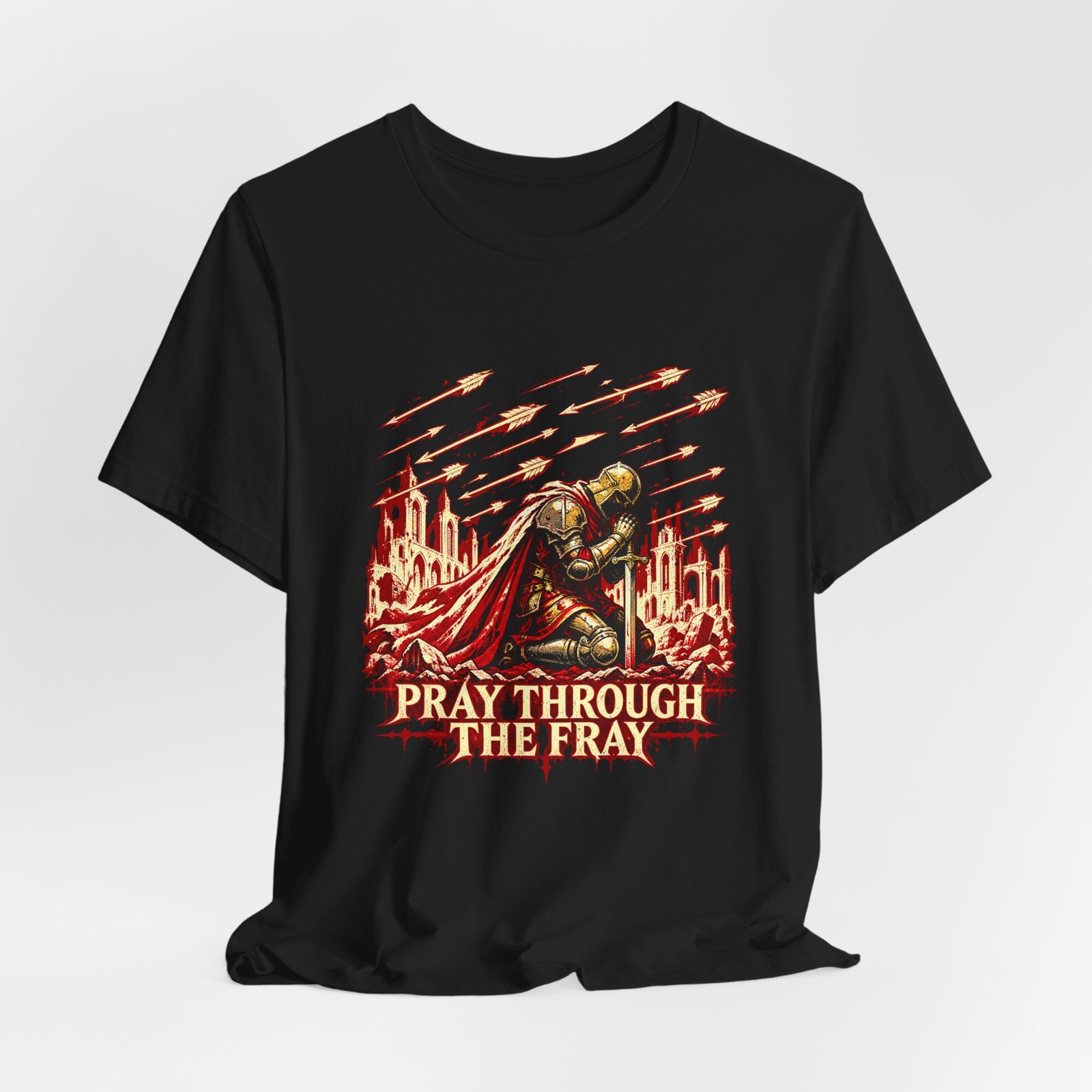 Pray Through Fray Christian Prayer Faith Graphic Tee - Image 8