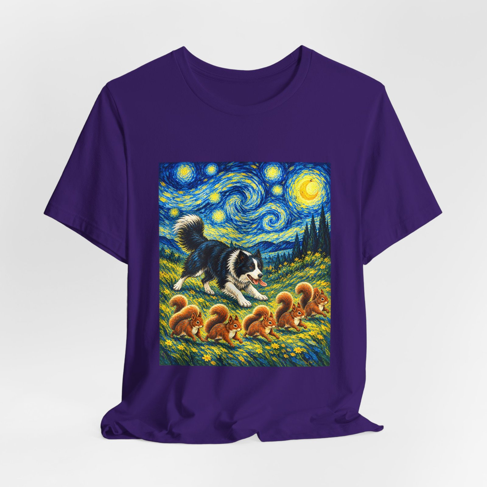 Border Collie and Squirrels in a Starry Meadow - Image 28