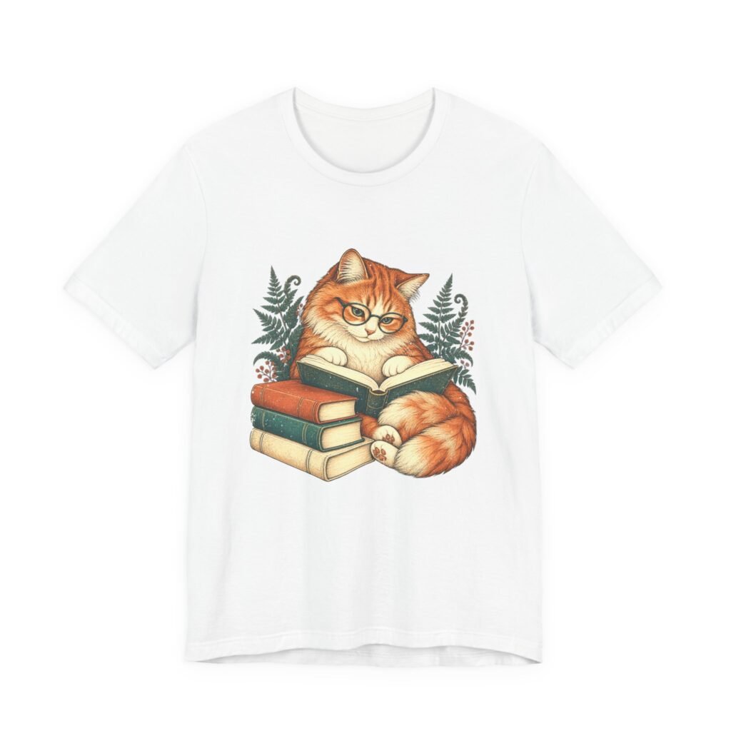 Studious Cat Reader With Round Glasses