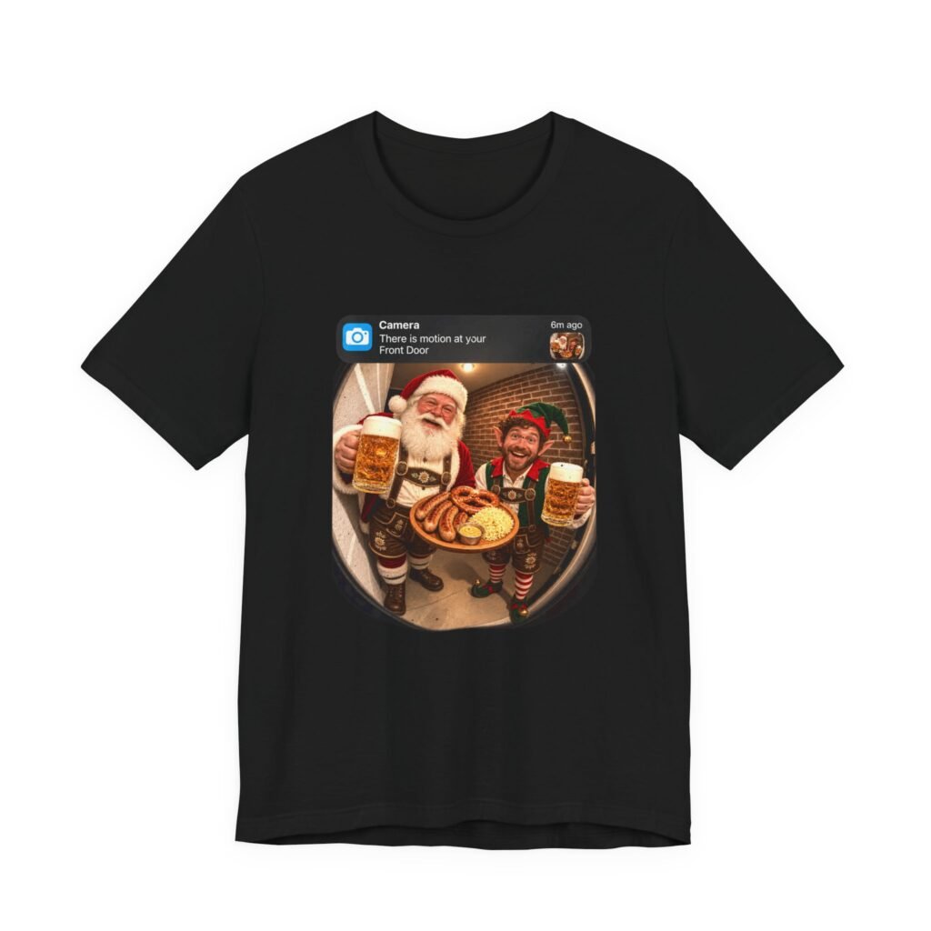 Santa Doorbell Beer Christmas Humor Graphic Tee
