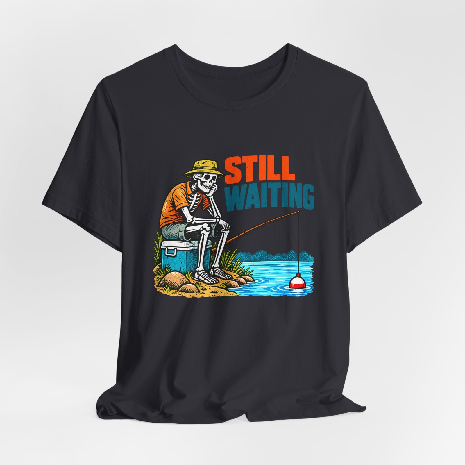 Still Waiting Skeleton Fishing Illustration - Image 24