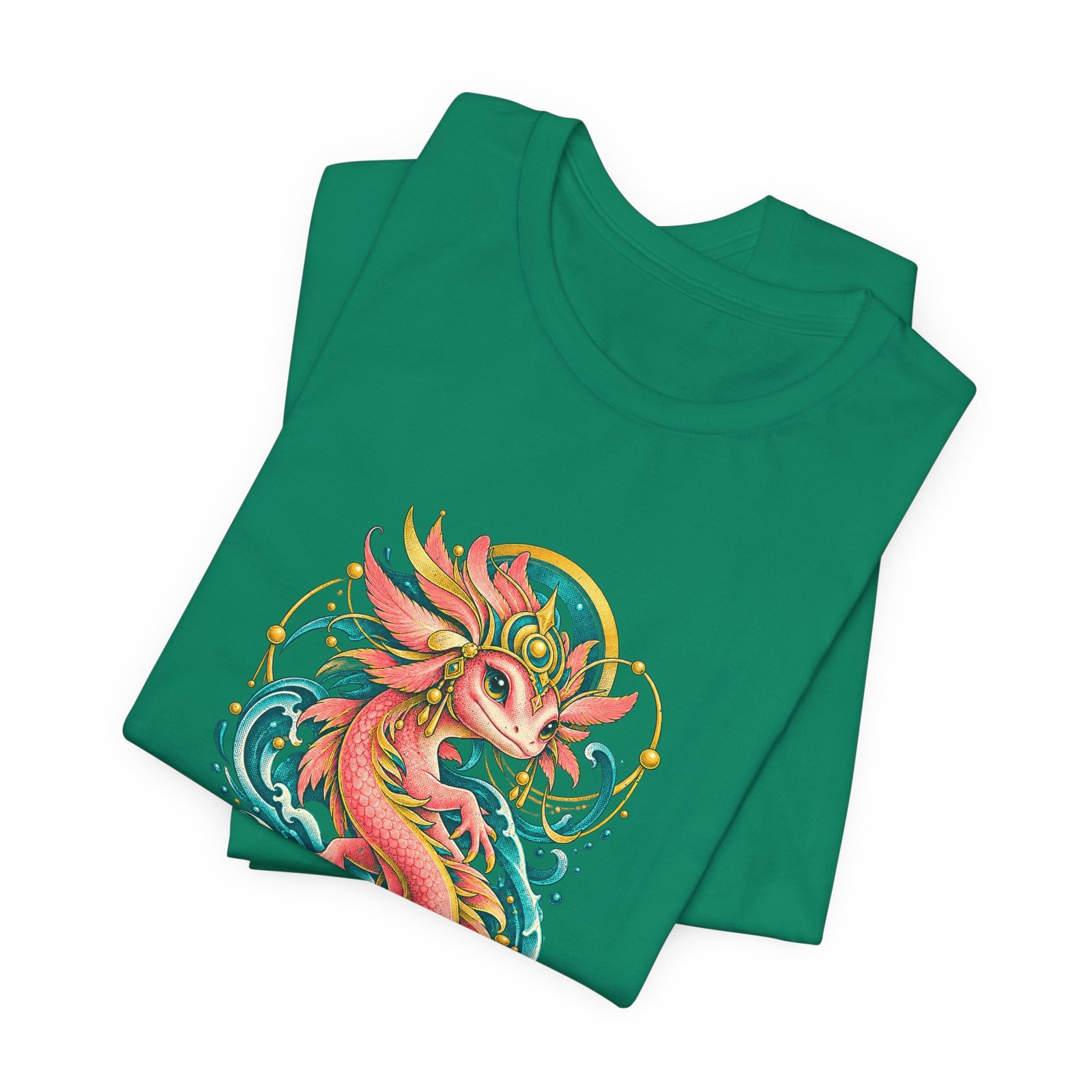 Pink Sea Axolotl Dragon In Waves Graphic Tee - Image 15