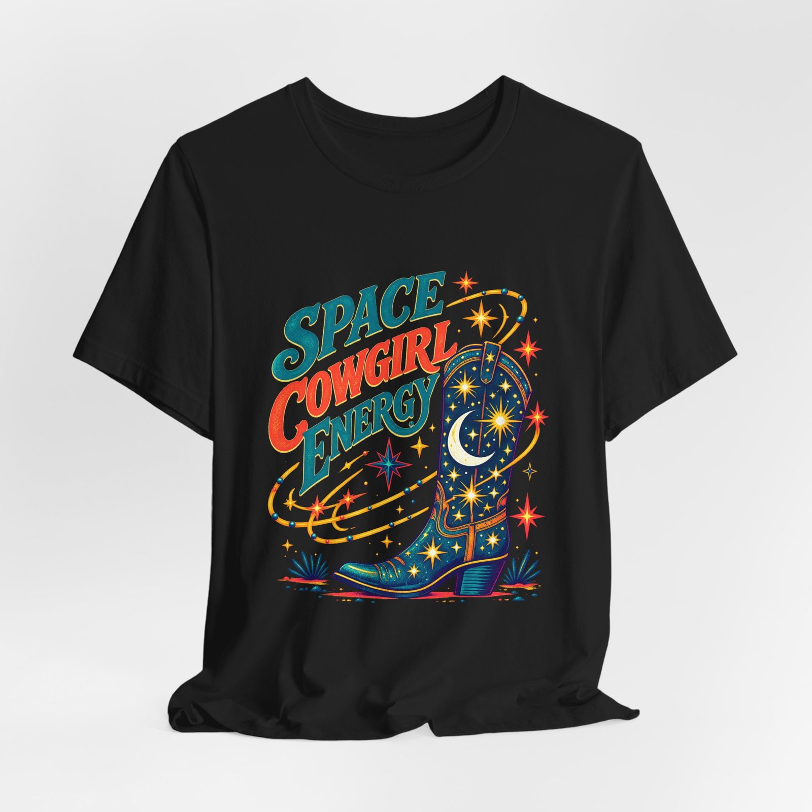 Cowgirl Space Energy Cosmic Western Boot Graphic Tee - Image 8