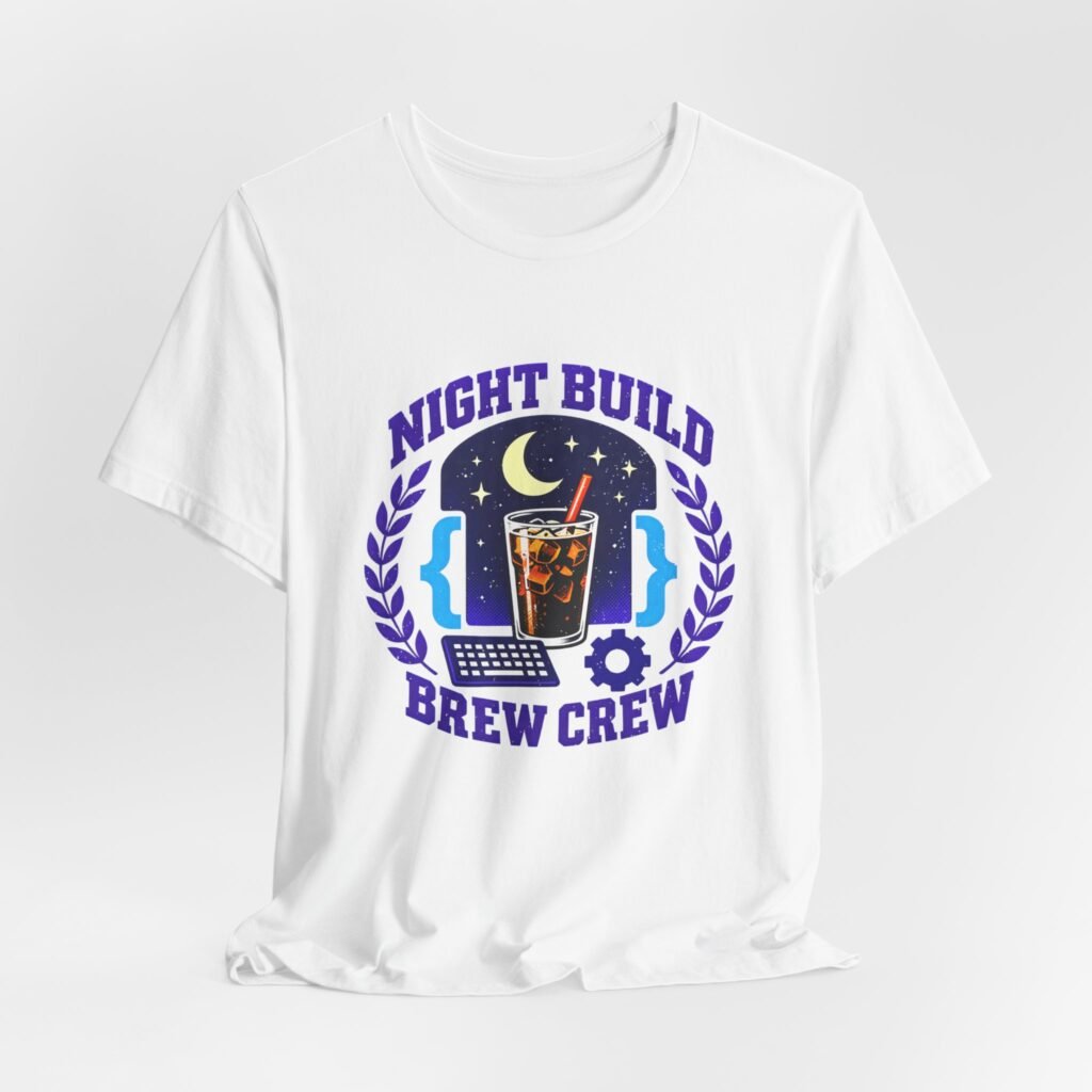 Night Build Brew Funny Coffee Coding Graphic Tee
