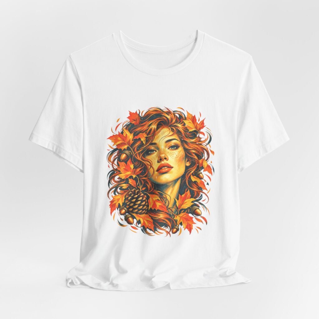 Autumn Woman and Fall Foliage Art